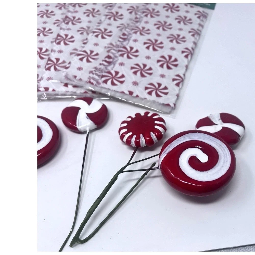 6 Packages Of Christmas Red Candy Cane Gift Bags Cellophane Treat Bags 120 Bags
